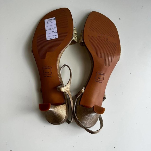 Stuart Weitzman new Gold sandals shoes 7.5    m2 8 - Picture 3 of 3